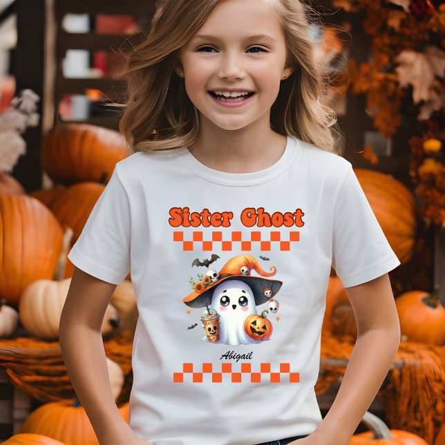 Sister Ghost Personalised Name Halloween Gift T-Shirt (Creator Uploaded)