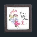 Sister gift keepsake box<br><div class="desc">A pretty little arrangement with a message of love for a sister.  Pressed flowers and calligraphy by Simone Sheppard include salvia,  larkspur and verbena.  What a lovely way to tell her you care.</div>