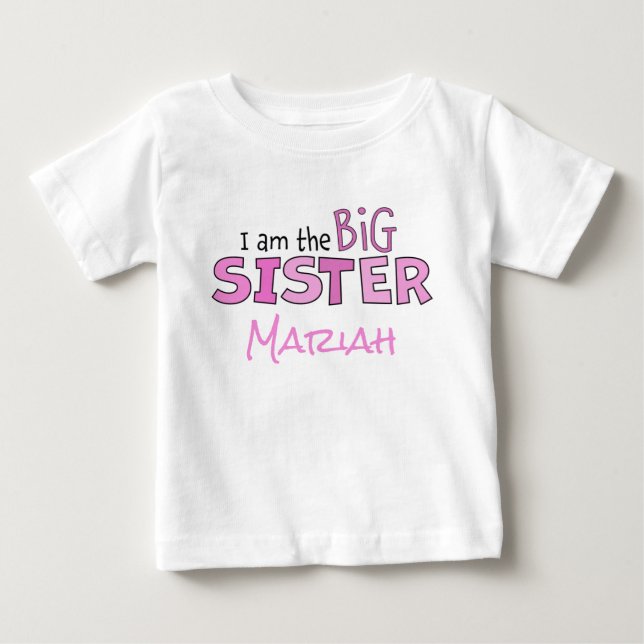 Sister Girly Pink Modern Typography Cute Baby T-Shirt (Front)