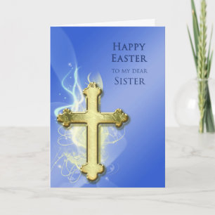 Sister, Golden Cross Easter Card