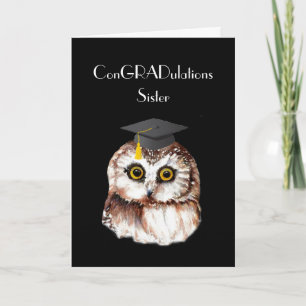 Sister Graduation Congratulations Cute Wise Owl Card