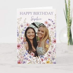 Sister Happy Birthday Wildflower Photo Card