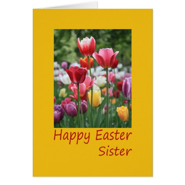 Sister Happy Easter Tulip card (Front)