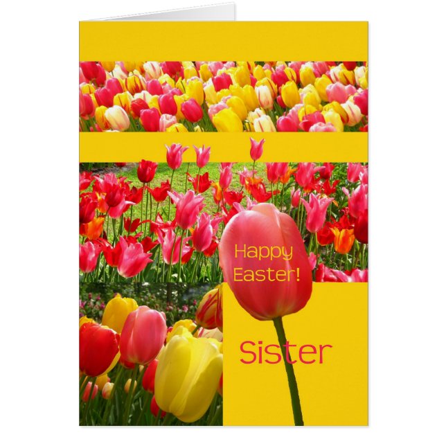 Sister Happy Easter Tulip card (Front)