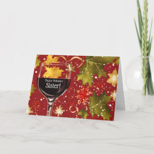 Sister Happy Holidays Funny Wine Themed Holiday Card
