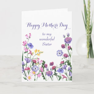 Sister Happy Mother's Day Colourful Garden Floral Holiday Card