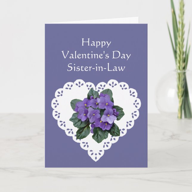 Sister-in-Law African Violet Flower Valentine Poem Holiday Card (Front)