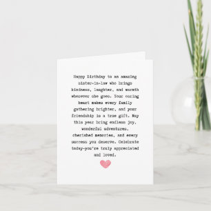 Sister in law birthday card