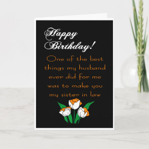 sister in law birthday card