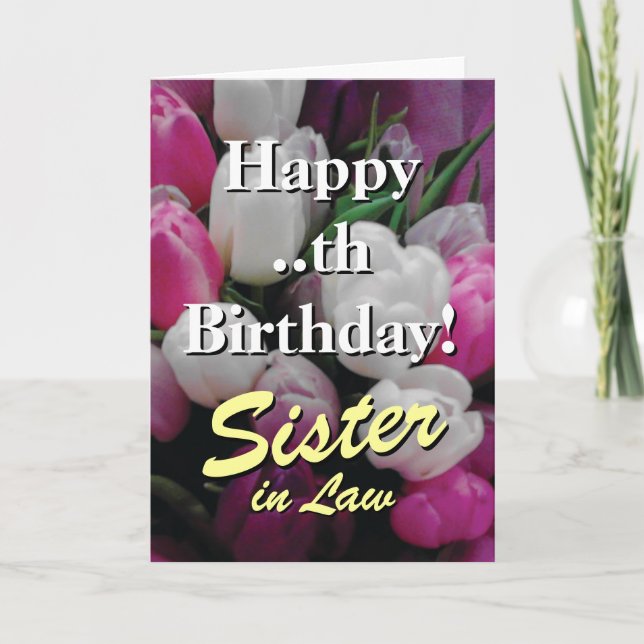 Sister in law Birthday card | pink flower bouquet (Front)