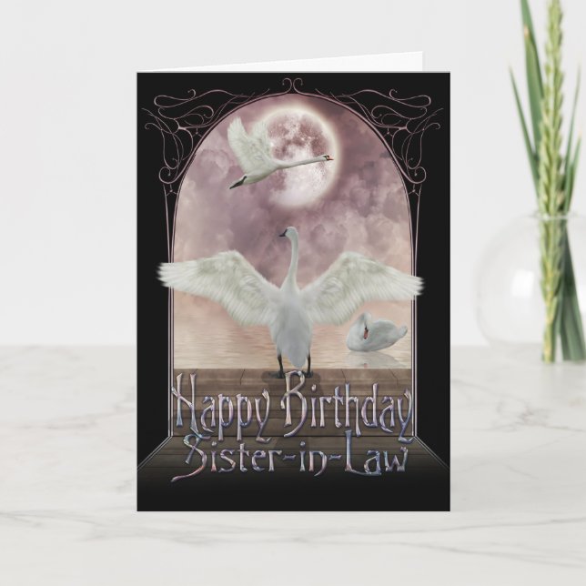 Sister-in-Law Birthday Card - Swans (Front)