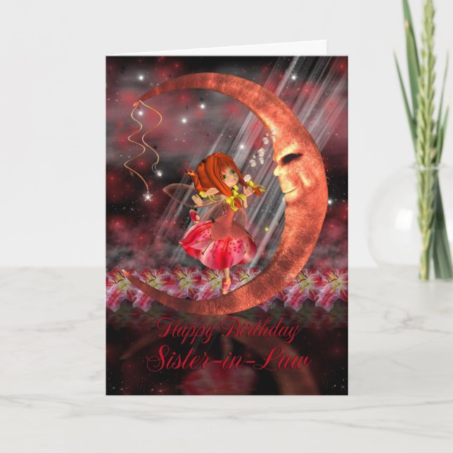 Sister-in-Law Birthday Card with Cute little fairy (Front)