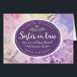 Sister-in-law Birthday, Celebrating You<br><div class="desc">Wish your Sister-in-law a happy birthday with this unique calligraphy and hand-lettering style card, featuring the message, "Celebrating the amazing Sister-in-law you are and how blessed I am because of you. Happy Birthday!" Includes hand-drawn style white frame on digitally textured watercolor floral background. Inside has this message, but can be...</div>