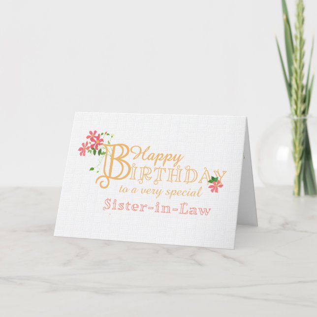 Sister-in-Law Birthday with Clematis Flowers Card (Front)