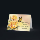 Sister in Law Birthday Yellow Roses Butterfly Card<br><div class="desc">Make your sister-in-law's birthday truly personal with this customisable card. The watercolor yellow roses and playful monarch butterfly create a lively backdrop,  ready for her name. Customise this heartfelt greeting,  turning it into a unique expression of love and celebration for your wonderful sister-in-law.</div>