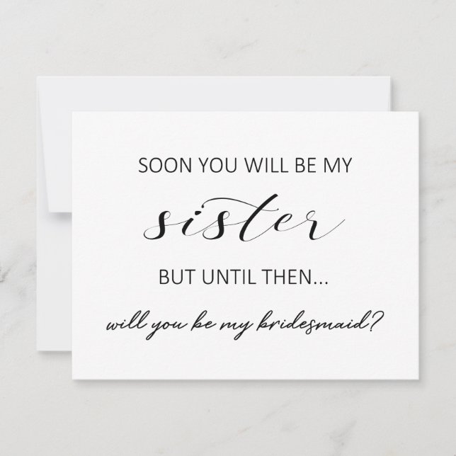 Sister in law bridesmaid proposal flat card (Front)
