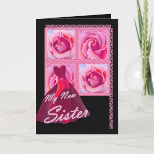 SISTER-IN-LAW - Bridesmaid - Red Gown, Pink Roses Invitation