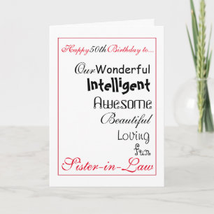 sister in law card. 50-th-girls. card
