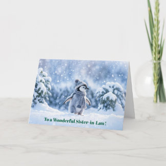Sister in Law Cute Christmas Holiday Penguin Card