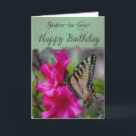 Sister-in-Law / Happy Birthday - Butterfly Card<br><div class="desc">Send your love and best Birthday wishes to your Sister-in-Law in this beautiful greeting card design of a black and white butterfly on a lovely pink flower with a pastel green border. An inner card verse is included for your use or you can customise it further with adding your own...</div>