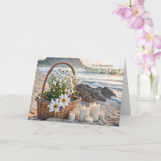 Sister in Law Happy Mothers Day Basket of Flowers  Card (Orchid)