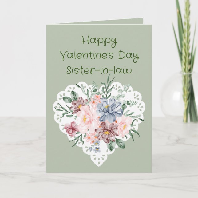 Sister-in-law Mixed Garden Flower Valentine  Holiday Card (Front)