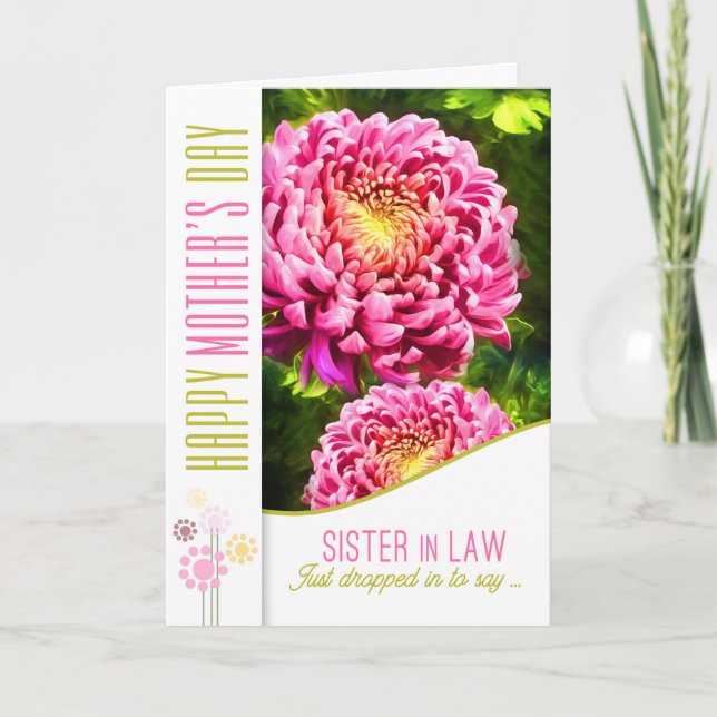 Sister in Law Mother's Day Dahlia Garden in Pink Card (Front)