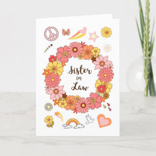 Sister in Law Mother's Day Floral Peace and Love   Card