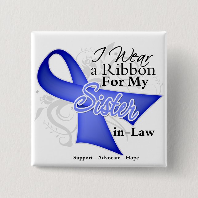 Sister-in-Law Periwinkle Ribbon - Stomach Cancer 15 Cm Square Badge (Front)
