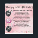 Sister in Law Poem - 50th Birthday Notepad<br><div class="desc">A great gift for a sister in law on her 50th birthday</div>