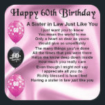 Sister in Law Poem - 60th Birthday Square Sticker<br><div class="desc">A great gift for a sister in law on her 60th birthday</div>