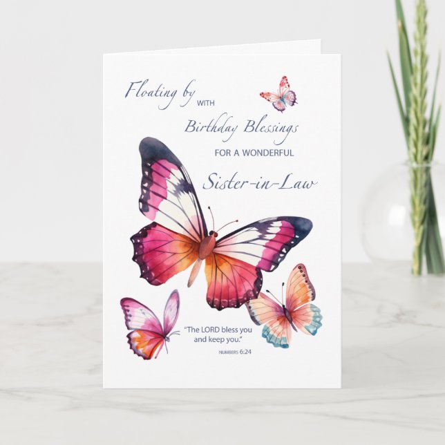 Sister in Law Religious Birthday to Butterflies Card (Front)