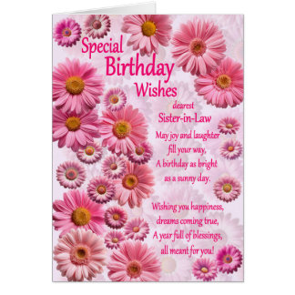 Sister In Law Special Birthday Wishes Pink Daisies