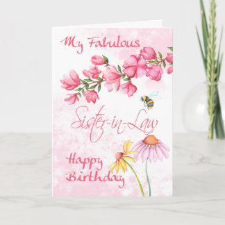 Sister-in-Law, Watercolor Floral Garden Scene Card