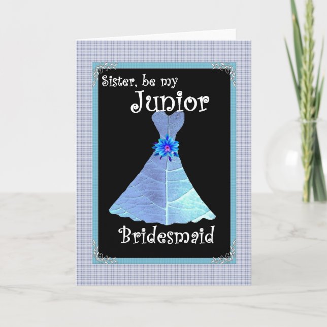 SISTER  Junior Bridesmaid Invite - Blue Gown (Front)