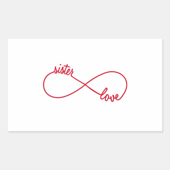 Sister love, infinity sign rectangular sticker (Front)