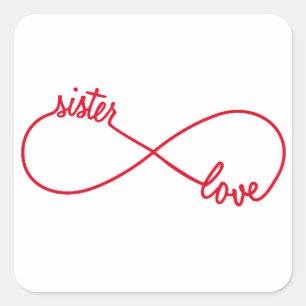 Sister love, infinity sign square sticker