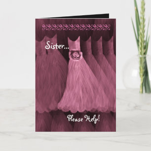 SISTER - MAID OF HONOR Invitation PINK Gown