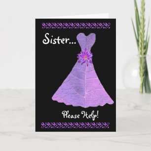 SISTER Maid of Honour Invitation PURPLE Gown