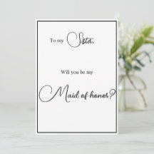 Sister Maid of Honour Proposal Card