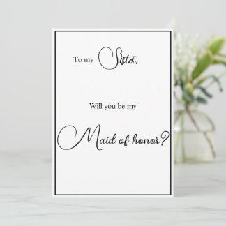 Sister Maid of Honour Proposal Card