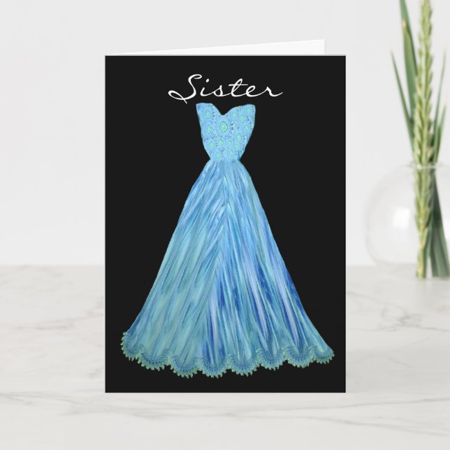 SISTER - Maid of Honour TURQUOISE BLUE Dress Invitation (Front)