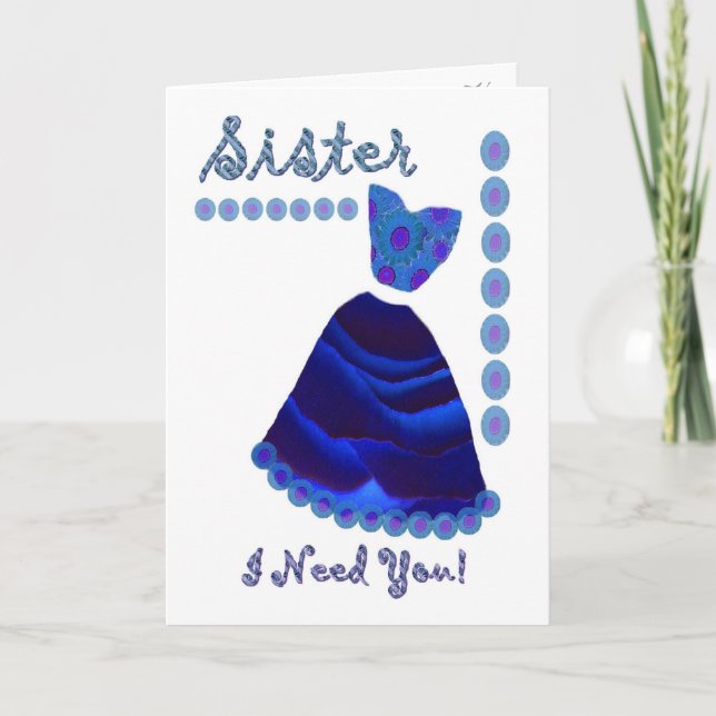 SISTER - Maid of Honour with ROYAL BLUE Dress Invitation (Front)