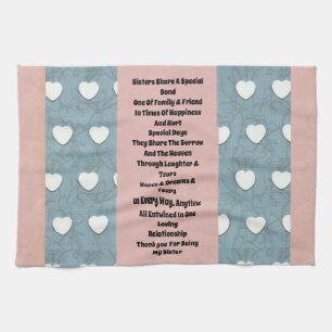 Sister Marshmallow Hearts Tea Towel