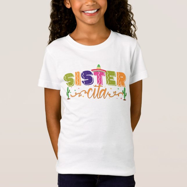 Sister Matching 1st birthday Fiesta Party, Mexican T-Shirt (Front)
