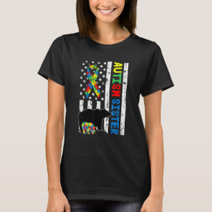 Sister Matching Family Autism Awareness American F T-Shirt