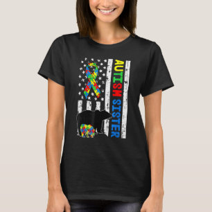Sister Matching Family Autism Awareness  American  T-Shirt