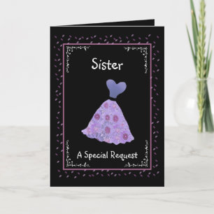 SISTER - Matron of Honour - Purple Flowered Dress Invitation