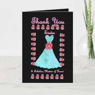 SISTER Matron of Honour THANK YOU - Blue Gown Card