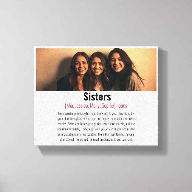 Sister Memorial Definition Custom Acrylic Keepsake Canvas Print (Front)